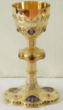Solid silver gilt antique French Gothic Chalice.